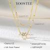 Yoosteel Layered 14K Gold Plated CZ Pendant Necklace for Women – Dainty Cubic Zirconia Pendants Simple Gold Plated Satellite Chain Choker Necklaces Set Stack Trendys Jewelry Gifts(Layered Flower CZ)