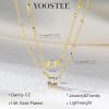 Yoosteel Layered 14K Gold Plated CZ Pendant Necklace for Women – Dainty Cubic Zirconia Pendants Simple Gold Plated Satellite Chain Choker Necklaces Set Stack Trendys Jewelry Gifts(Layered Round CZ)