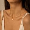 Yoosteel Layered 14K Gold Plated CZ Pendant Necklace for Women – Dainty Cubic Zirconia Pendants Simple Gold Plated Satellite Chain Choker Necklaces Set Stack Trendys Jewelry Gifts(Layered Rectangle CZ)