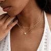 Yoosteel Layered 14K Gold Plated CZ Pendant Necklace for Women – Dainty Cubic Zirconia Pendants Simple Gold Plated Satellite Chain Choker Necklaces Set Stack Trendys Jewelry Gifts(Layered Bezel Round CZ)