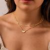Yoosteel Layered 14K Gold Plated CZ Pendant Necklace for Women – Dainty Cubic Zirconia Pendants Simple Gold Plated Satellite Chain Choker Necklaces Set Stack Trendys Jewelry Gifts(Layered Flower CZ)