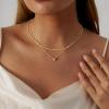 Yoosteel Layered 14K Gold Plated CZ Pendant Necklace for Women – Dainty Cubic Zirconia Pendants Simple Gold Plated Satellite Chain Choker Necklaces Set Stack Trendys Jewelry Gifts(Layered Small CZ)