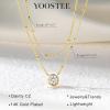 Yoosteel Layered 14K Gold Plated CZ Pendant Necklace for Women – Dainty Cubic Zirconia Pendants Simple Gold Plated Satellite Chain Choker Necklaces Set Stack Trendys Jewelry Gifts(Layered Bezel Round CZ)