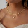 Yoosteel Layered 14K Gold Plated CZ Pendant Necklace for Women – Dainty Cubic Zirconia Pendants Simple Gold Plated Satellite Chain Choker Necklaces Set Stack Trendys Jewelry Gifts(Layered Small CZ)
