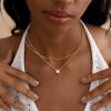 Yoosteel Layered 14K Gold Plated CZ Pendant Necklace for Women – Dainty Cubic Zirconia Pendants Simple Gold Plated Satellite Chain Choker Necklaces Set Stack Trendys Jewelry Gifts(Layered Bezel Round CZ)