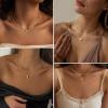 Yoosteel Layered 14K Gold Plated CZ Pendant Necklace for Women – Dainty Cubic Zirconia Pendants Simple Gold Plated Satellite Chain Choker Necklaces Set Stack Trendys Jewelry Gifts(Layered Small CZ)