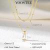 Yoosteel Layered 14K Gold Plated CZ Pendant Necklace for Women – Dainty Cubic Zirconia Pendants Simple Gold Plated Satellite Chain Choker Necklaces Set Stack Trendys Jewelry Gifts(Layered Rectangle CZ)