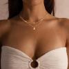 Yoosteel Layered 14K Gold Plated CZ Pendant Necklace for Women – Dainty Cubic Zirconia Pendants Simple Gold Plated Satellite Chain Choker Necklaces Set Stack Trendys Jewelry Gifts(01-Layered Square CZ)