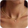 Yoosteel Layered 14K Gold Plated CZ Pendant Necklace for Women – Dainty Cubic Zirconia Pendants Simple Gold Plated Satellite Chain Choker Necklaces Set Stack Trendys Jewelry Gifts(Layered Small CZ)