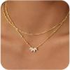 Yoosteel Layered 14K Gold Plated CZ Pendant Necklace for Women – Dainty Cubic Zirconia Pendants Simple Gold Plated Satellite Chain Choker Necklaces Set Stack Trendys Jewelry Gifts(Layered Flower CZ)