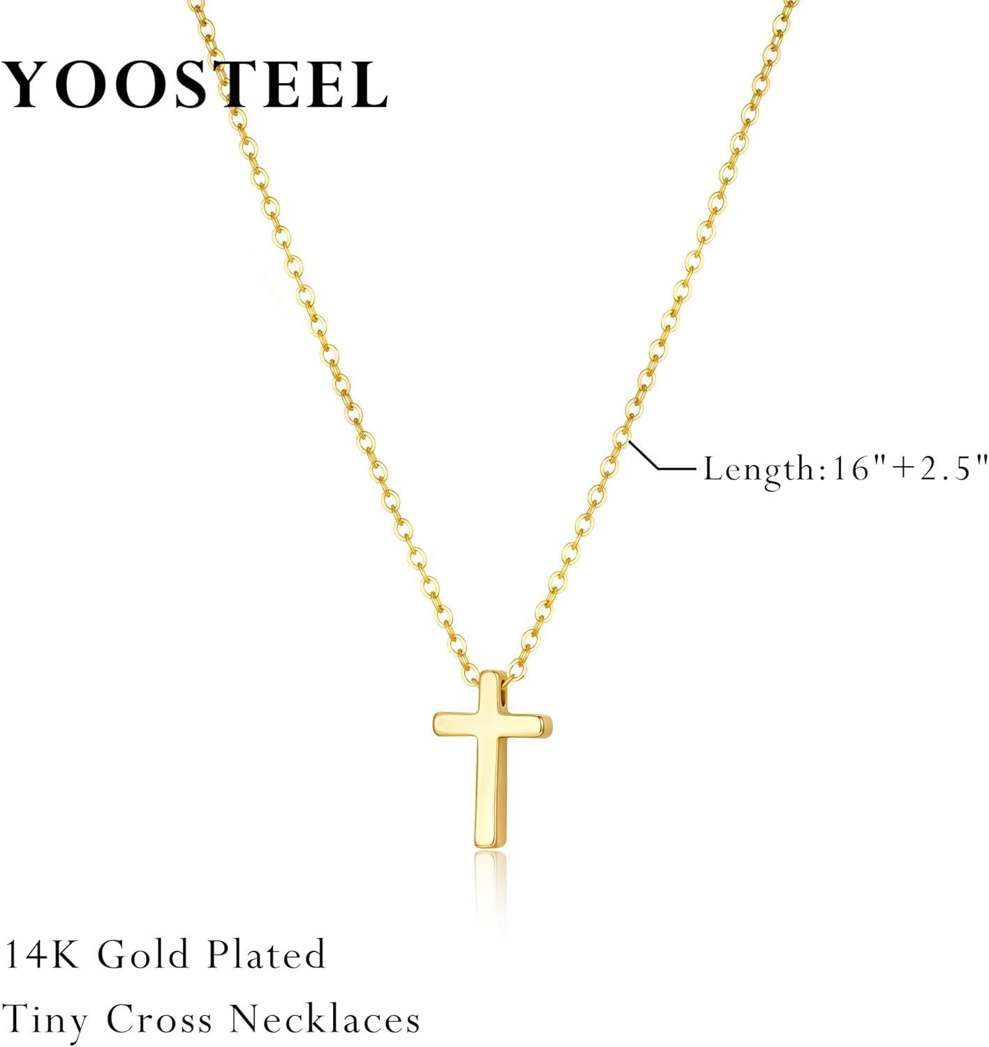 imageYoosteel Mothers Day Gifts Cross Necklace for Women Girls First Communion Baptism Gifts No Tarnish amp Hypoallergenic 14KGoldPlated Dainty Cross Necklaces Faith Christian Religious Gift Jewelry03Perforated Cross