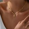 Yoosteel Mothers Day Gifts – Cross Necklace for Women Girls First Communion Baptism Gifts No Tarnish & Hypoallergenic 14K-Gold-Plated Dainty Cross Necklaces Faith Christian Religious Gift Jewelry(02-Beaded Chain Cross)
