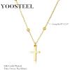 Yoosteel Mothers Day Gifts – Cross Necklace for Women Girls First Communion Baptism Gifts No Tarnish & Hypoallergenic 14K-Gold-Plated Dainty Cross Necklaces Faith Christian Religious Gift Jewelry(02-Beaded Chain Cross)