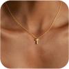 Yoosteel Mothers Day Gifts – Cross Necklace for Women Girls First Communion Baptism Gifts No Tarnish & Hypoallergenic 14K-Gold-Plated Dainty Cross Necklaces Faith Christian Religious Gift Jewelry(03-Perforated Cross)