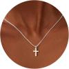 Yoosteel Mothers Day Gifts – Cross Necklace for Women Girls First Communion Baptism Gifts No Tarnish & Hypoallergenic 14K-Gold-Plated Dainty Cross Necklaces Faith Christian Religious Gift Jewelry(Box Chain Cross-Silver)