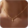 Yoosteel Mothers Day Gifts – Cross Necklace for Women Girls First Communion Baptism Gifts No Tarnish & Hypoallergenic 14K-Gold-Plated Dainty Cross Necklaces Faith Christian Religious Gift Jewelry(02-Beaded Chain Cross)