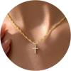 Yoosteel Mothers Day Gifts – Cross Necklace for Women Girls First Communion Baptism Gifts No Tarnish & Hypoallergenic 14K-Gold-Plated Dainty Cross Necklaces Faith Christian Religious Gift Jewelry(CZ Cross-14K Gold Plated)