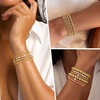 Yoosteel Gold Beaded Bracelets for Women Teen Girls, Gold Plated Jewelry | Gold Stackable Stretch Bracelets, Dainty Round Beaded Pearl Cross Bracelet Stack, Women Teenage Girls Birthday Gifts Jewelry(Bead (2/3/4/6mm)+ Pearl (5mm) – 6pcs)
