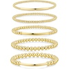 Yoosteel Gold Beaded Bracelets for Women Teen Girls, Gold Plated Jewelry | Gold Stackable Stretch Bracelets, Dainty Round Beaded Pearl Cross Bracelet Stack, Women Teenage Girls Birthday Gifts Jewelry(Bead (2/3/4/5/6mm) + Strip – 5pcs)