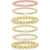 Yoosteel Gold Beaded Bracelets for Women Teen Girls, Gold Plated Jewelry | Gold Stackable Stretch Bracelets, Dainty Round Beaded Pearl Cross Bracelet Stack, Women Teenage Girls Birthday Gifts Jewelry(Bead (2/3/4/6mm)+ Pearl (5mm) – 6pcs)