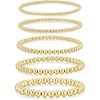 Yoosteel Gold Beaded Bracelets for Women Teen Girls, Gold Plated Jewelry | Gold Stackable Stretch Bracelets, Dainty Round Beaded Pearl Cross Bracelet Stack, Women Teenage Girls Birthday Gifts Jewelry(Bead (2.5/3/4/5/6mm)- 5pcs)