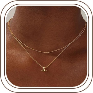 Yoosteel Layered Initial Necklaces for Women Teen Girls Letter A-Z Necklace | 14K Gold/Silver-Plated, Cursive Letter Necklace, Initial Necklace Stack, Birthday Gifts for Women Teen Girls Jewelry(Gold)