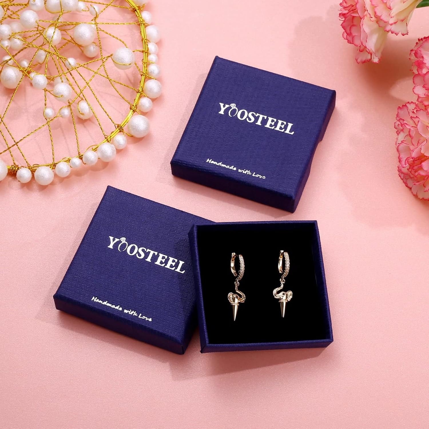 image:imageGold Cat Earrings for Women Girls S925 Sterling Sliver Post Dainty Spike Dangle Sleeper Hoop Earring Cute Hypoallergenic Cat Huggie Hoop Earrings for Women Little Girls Jewelry