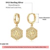 Initial Earrings for Girls Kids, Hypoalllergenic S925 Sterling Silver Post Dangle Hoop Earrings Small Letter M Initial Earrings Hexagon Letter Earrings for Women Girls(M)
