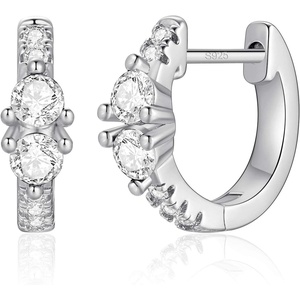 Huggie Earrings for Women Girls, S925 Sterling Silver Post Huggie Hoop Earrings Hypoallergenic Cubric Zirconia Huggie Earrings for Women Daily Wear