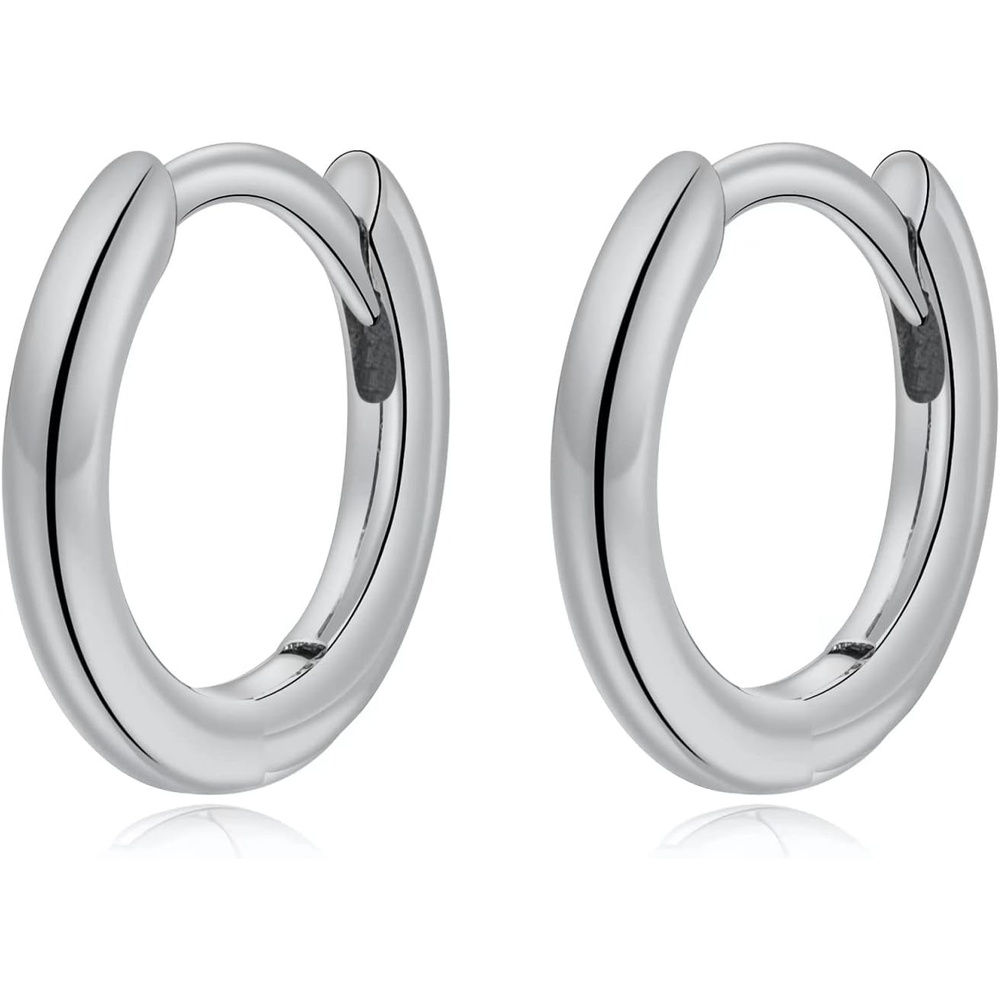 image:imageSmall Hoop Earrings for Women Girls S925 Sterling Silver Post Little Catilage Hoop Earring Hypoallergenic White Gold Hoop Earrings for Women Ear Jewelry 85MM