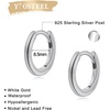 Small Hoop Earrings for Women Girls, S925 Sterling Silver Post Little Catilage Hoop Earring Hypoallergenic White Gold Hoop Earrings for Women Ear Jewelry 8.5MM