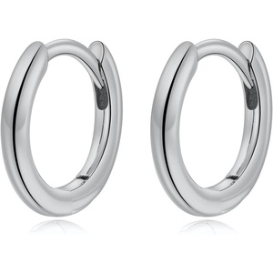 Small Hoop Earrings for Women Girls, S925 Sterling Silver Post Little Catilage Hoop Earring Hypoallergenic White Gold Hoop Earrings for Women Ear Jewelry 8.5MM